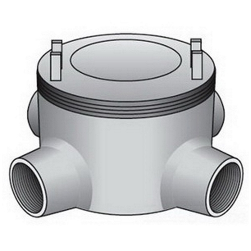 OZ-Gedney Type GUAX Conduit Outlet Box, Number Of Outlet: 4, Malleable Iron Body/Cover, Size: 1-1/2 IN, Cable Entry: (4) 1-1/2 IN Hubs, 70 CU-IN Capacity, No, 5-1/8 IN Cover Opening, Finish: Zinc Electroplated With Aluminum Enamel, 5-5/8 IN Width, 3-3/4 IN Depth, NEMA Rating: NEMA 4, 7CD, 9EFG, Third Party Certification: UL File Number E-30513, Class I, Division 1, 2, Groups C, D, Class I, Zone 1, 2, Groups IIA, IIB, Class II, Division 1, 2, Groups E, F, G, Class III, CSA 020945, Applicable Third Party Standards: UL 886, CSA C22.2 Number 30, NEC Articles 500-503 And 505, Military Specification Mil-F-28675, Federal Specification A-A-50563, For Rigid Conduit And IMC