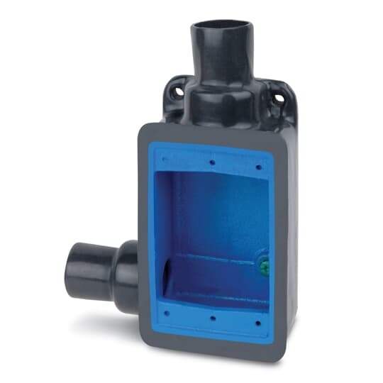 PVC Double-Coated Hub Left Device Box, FD Series, Single Gang, Deep Style, Pipe Size 3/4 Inch/21 Metric, Iron Alloy, Gray