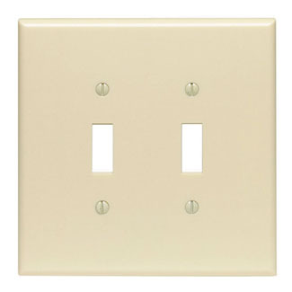 2-Gang Toggle Device Switch Wallplate, Oversized, Thermoset, Device Mount, Ivory