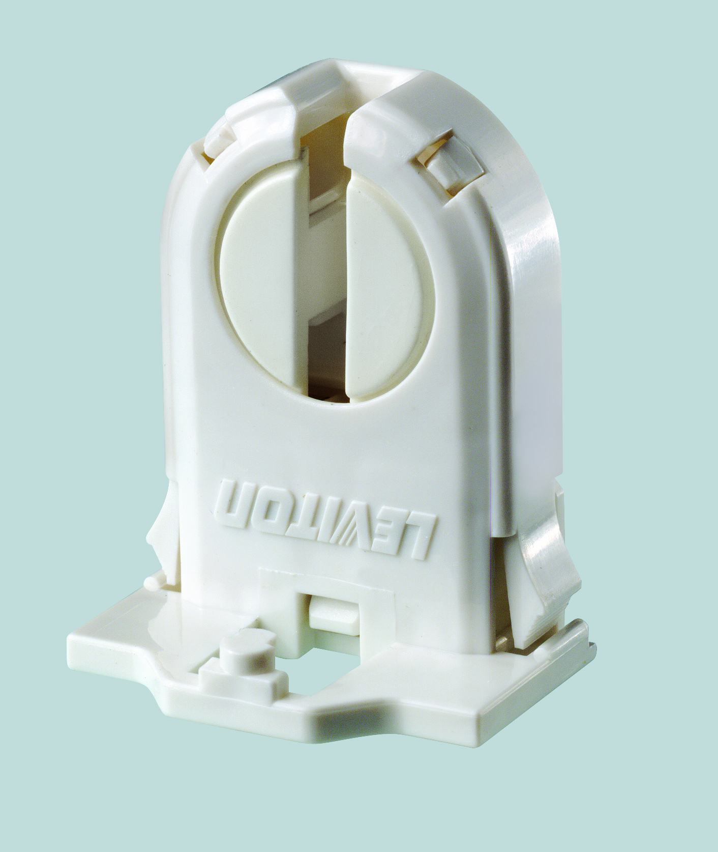 Fluorescent Lampholder, Lamp Center 660W-600V, Snap In and Mounted Post, Bottom Load, White