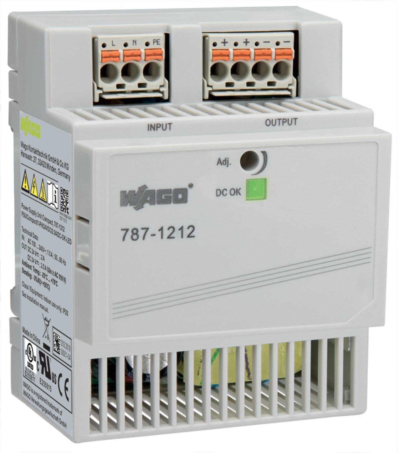 Switched-mode power supply; Compact; 1-phase; 24 VDC output voltage; 2.5 A output current; DC-OK LED