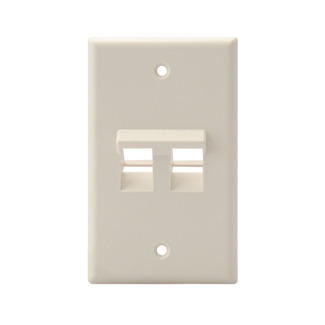 Angled QuickPort Wallplate 2-Port, Single Gang, Light Almond