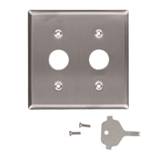 2-Gang Key Lock Power Switch Device Switch Wallplate, Standard Size, Device Mount, For Use With Corbin Key Lock Switch, Spanner Screws and Tool, Stainless Steel