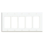 5-Gang Decora/GFCI Device Decora Wallplate, Standard Size, Thermoset, Device Mount, Light Almond