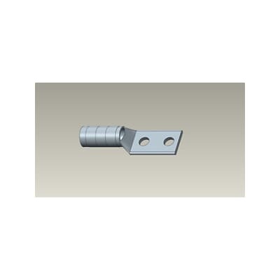 Copper Two-Hole Lug, Long Barrel, Peep Hole, Max 35kV, Wire Size #2-#3 AWG, 1/2 Inch Bolt Size, 1-3/4 Inch Hole Spacing, Tin Plated, Die Code 33, Die Color Code Brown