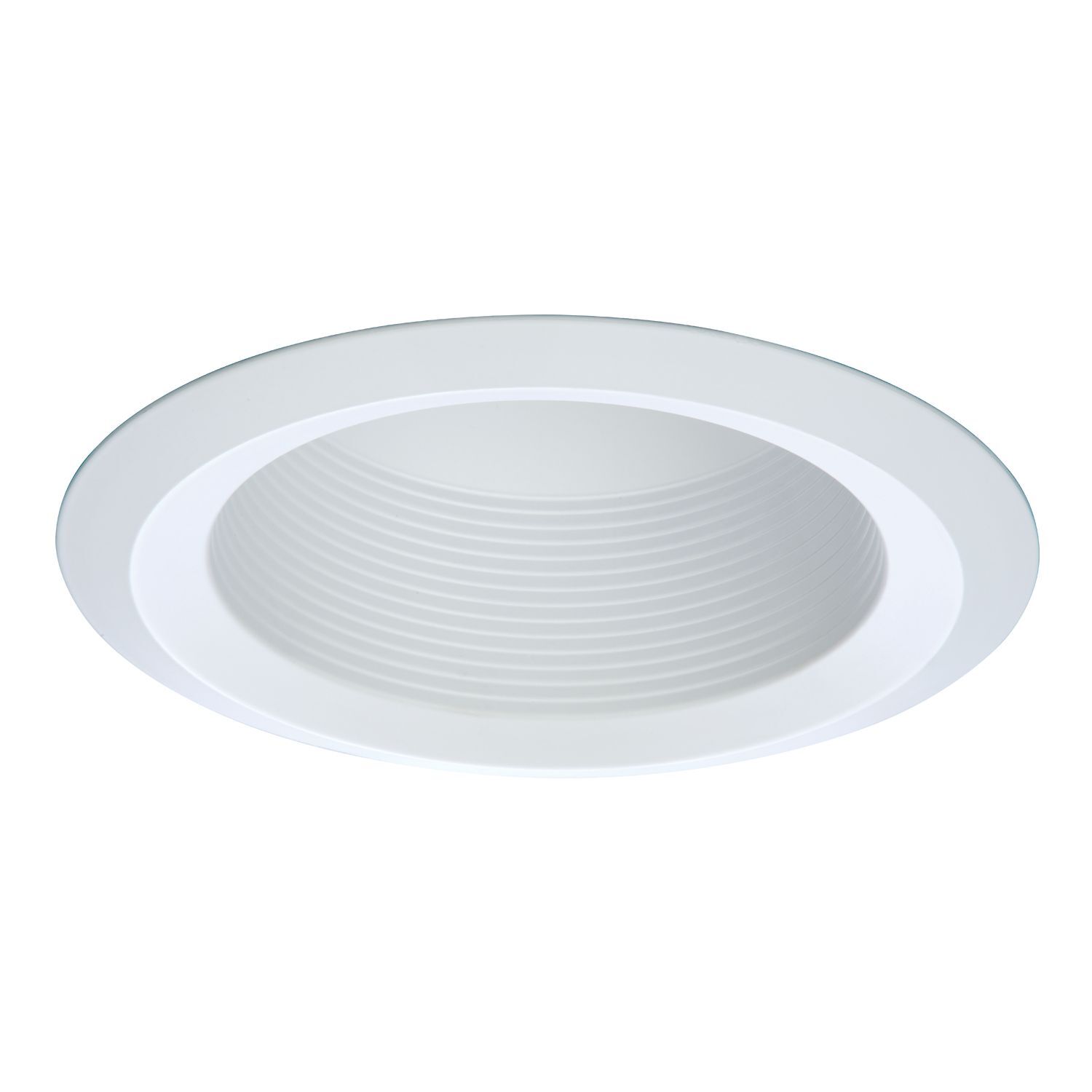 6" Full Cone White Baffle, White Self-Flange Ring