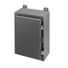 Eaton B-Line series wall mounted panel enclosure, 48" height, 10" length, 30" width, NEMA 12, Hinged cover, 12 enclosure, Wall mount, Medium single door, External mounting feet, Carbon steel, Seamless poured in-place gasket