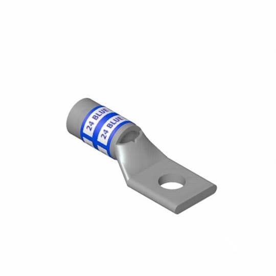 Copper One-Hole Lug, Standard Barrel, Max 35kV, Wire Size 1/0 AWG, 3/8 Inch Bolt Size, Tin Plated, Die Code 42, Die Color Code Pink