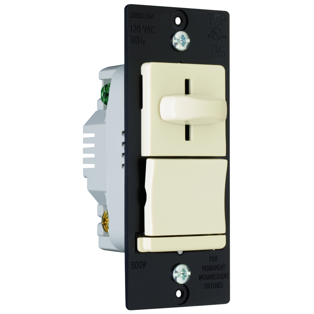 Incandescent Slide Dimmer, Preset 3way 600W, Light Almond