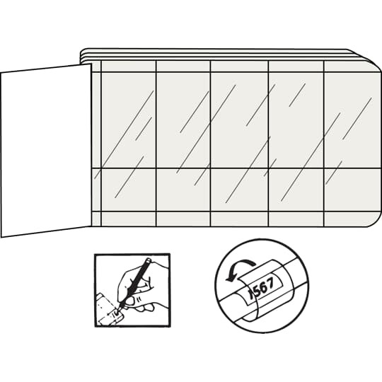 Wire Marker Books - Vinyl, Self Laminating 60 blank write-on, self laminating  transparent vinyl markers. marking area: 1 inch x 0.75 inch
