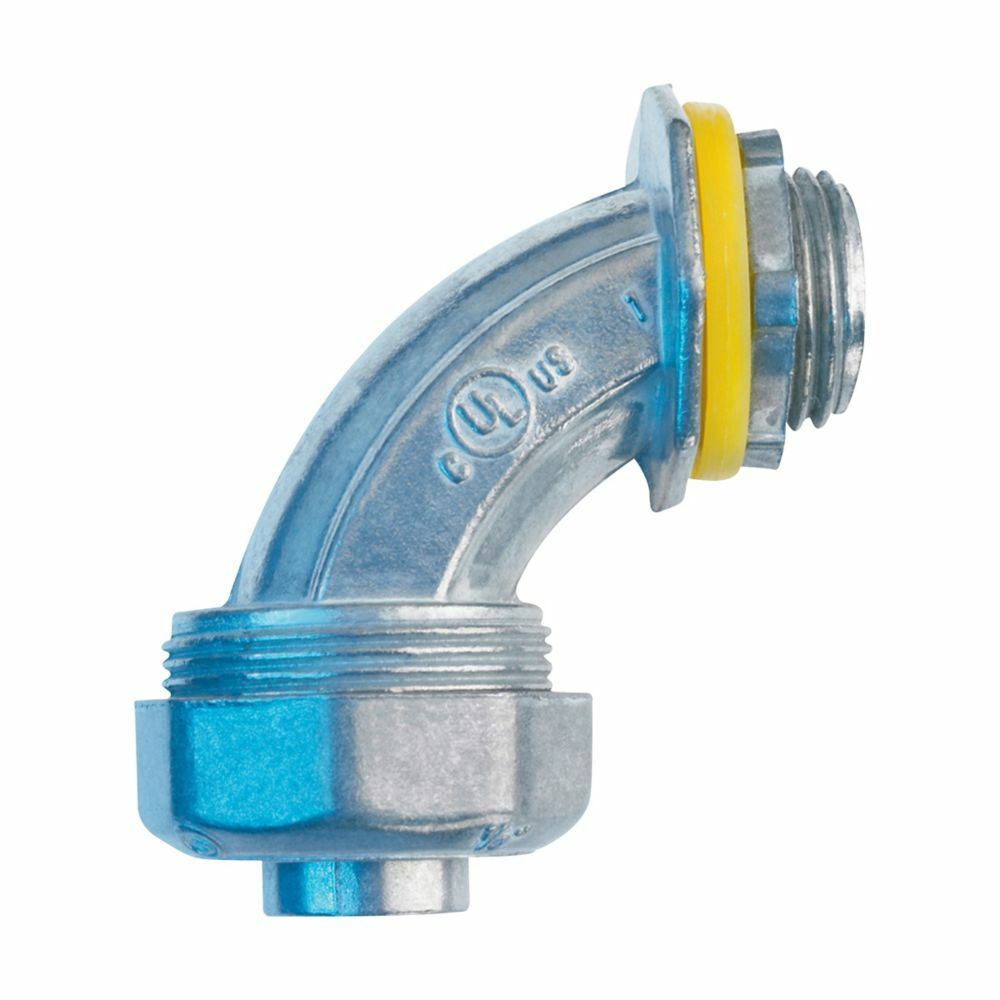 Eaton Crouse-Hinds series liquidtight connector, FMC, 90 angle, Non-insulated, Zinc die cast, 4"