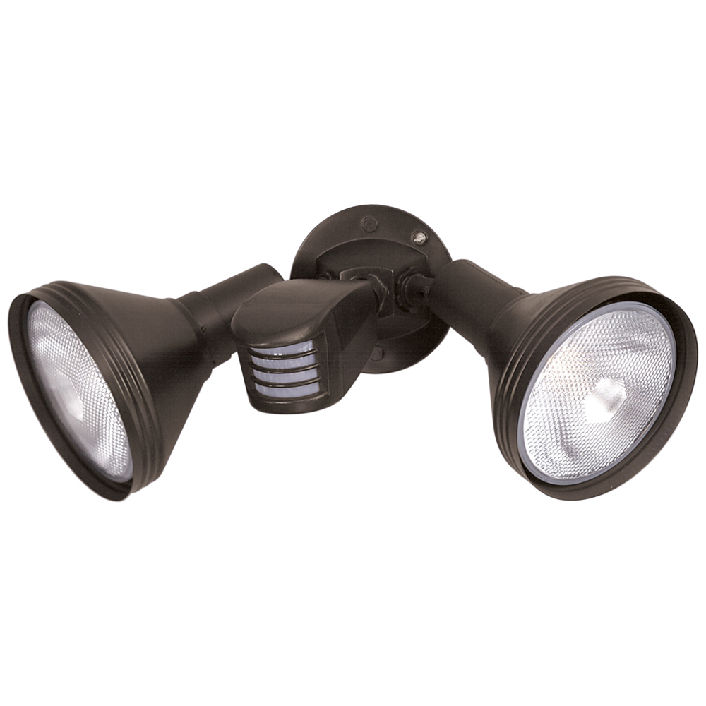 2 Light - 14 - Flood Light, Exterior - PAR38 w/Adjustable Swivel & Motion Sensor - Black