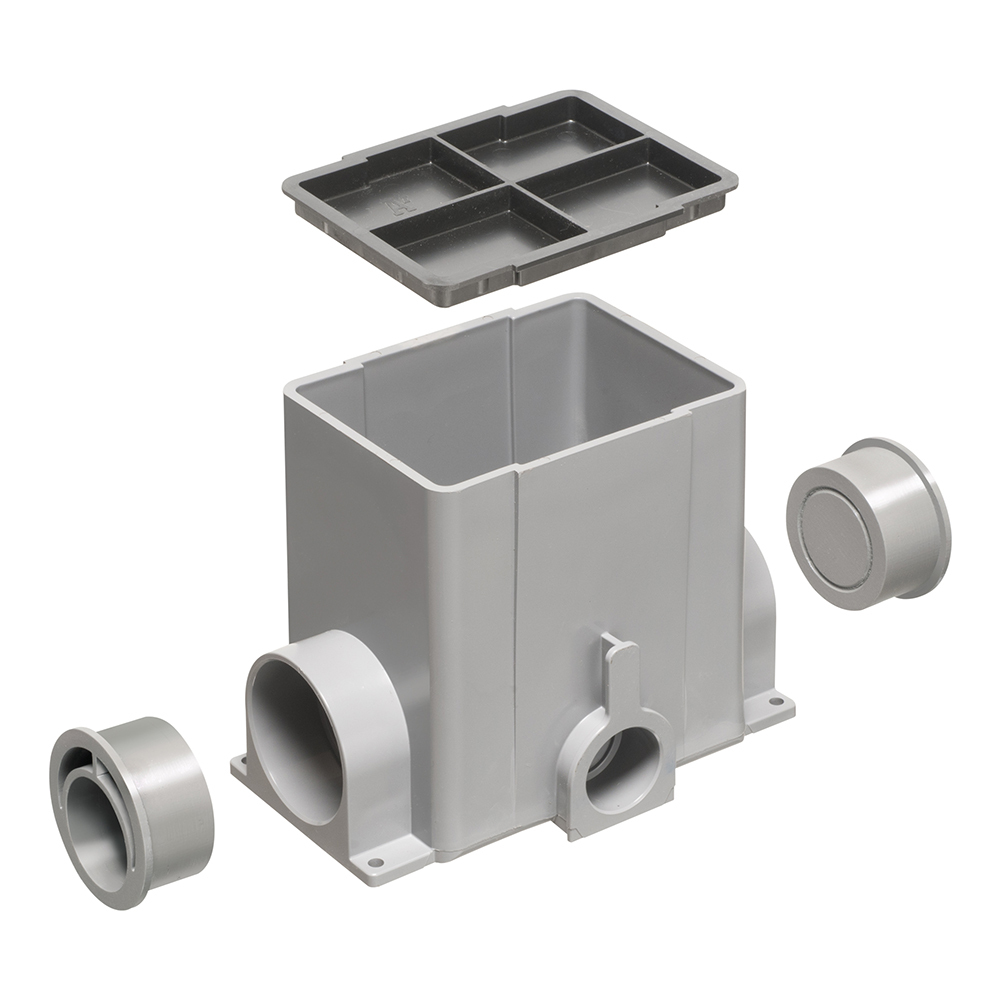 For versatile and economical floor box installs in concrete, use Arlington's gangable box kits. The rectangular non-metallic single gang box can be connected together to build a two or three gang box easily. Comes with two 2" plugs and a mud cover.