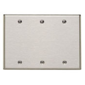 3-Gang No Device Blank Wallplate, Box Mount, Stainless Steel