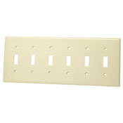 6-Gang Toggle Device Switch Wallplate, Thermoplastic Nylon, Device Mount, Ivory