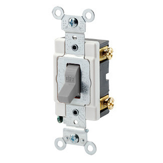 20-Amp, 120/277-Volt, Toggle Single-Pole AC Quiet Switch, Heavy Duty Spec Grade, Grounding, Gray
