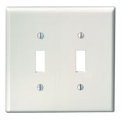 2-Gang Toggle Device Switch Wallplate, Midway Size, White