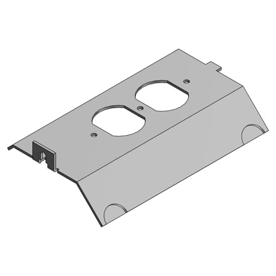 Access Floor Module Cover, Length 5-7/8 Inches, Galvanized Steel, Duplex Cover Sloped 45 Degrees, Power Panel