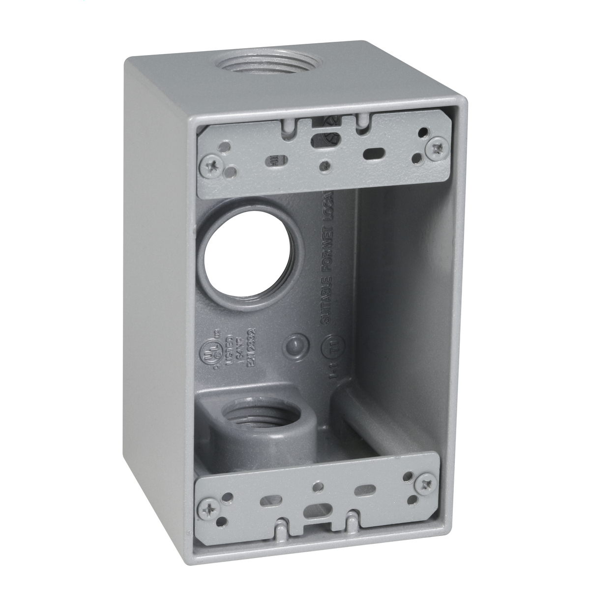 1-Gang 3-Hole 3/4 in. Deep Outlet Box - Silver