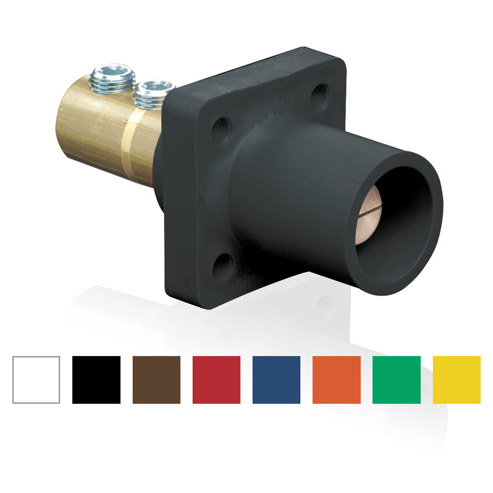 16 Series Single Pole Cam, Type Male Panel Receptacle, Taper Nose, Double Set Screw, 600 Volts, Rated Up To 400 Amperes Continuous -Orange
