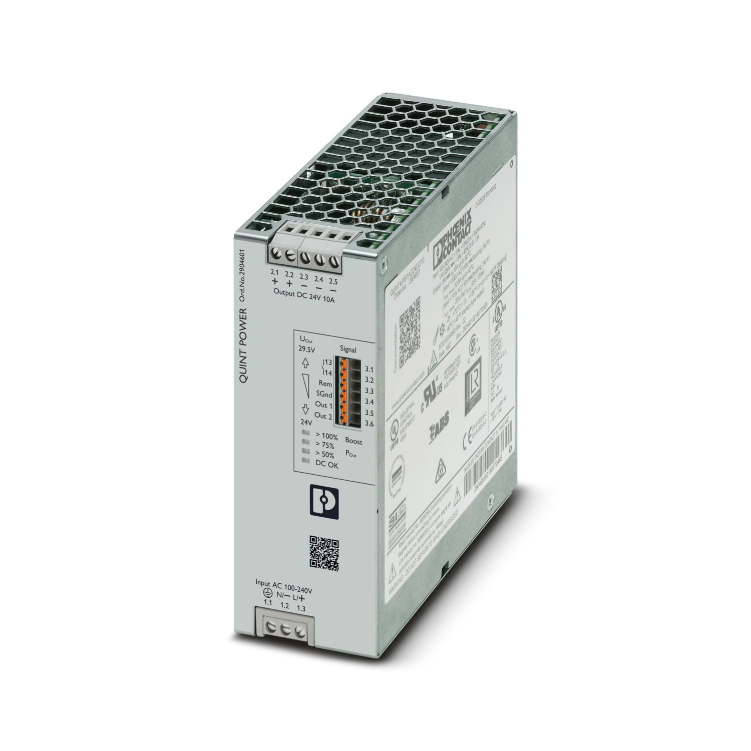 Primary-switched Quint Power Power Supply with Free Choice of Output Characteristic Curve, SFB Technology, NFC Interface, 1-Phase, 24VDC, 10A