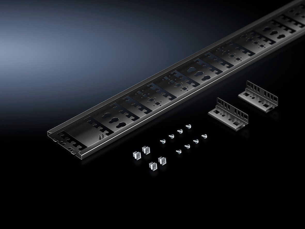 Cable route, for VX, VX IT, for vertical cable routing and strain relief, for network and server applications, integrated multifunction punchings for fastening