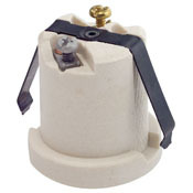 Medium Base, One-Piece, Keyless, Incandescent, Unglazed Porcelain Lampholder, Front Mount, Single Circuit, Back Wired, White