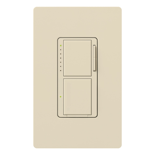 Maestro Incandescent/Halogen Dimmer and Switch, Single-pole, 120V/300W dimmer, 2.5A switch in light almond