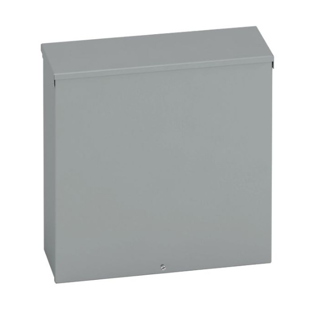 Type 3/3R junction boxes, 24" height, 4" length, 24" width, NEMA 3R, Screw cover, RTSC enclosure, Surface mounted, Medium single door, 9 bottom knockouts, Embossed thru holes, Carbon steel
