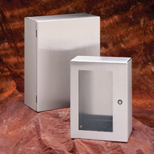 Eaton B-Line series wall mounted panel enclosure,36" height,8" length,24" width,NEMA 4X,Hinged cover,SDSS4 enclosure,Wall mount,Medium single door,Thru holes,opt. external mounting feet,304 stainless steel,Seamless poured in-place gasket