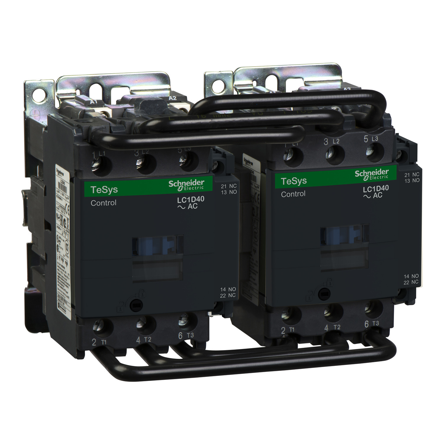 Reversing Contactor, TeSys Deca, 3P(3NO), AC-3, <=440V, 40A, 120V AC 60Hz coil