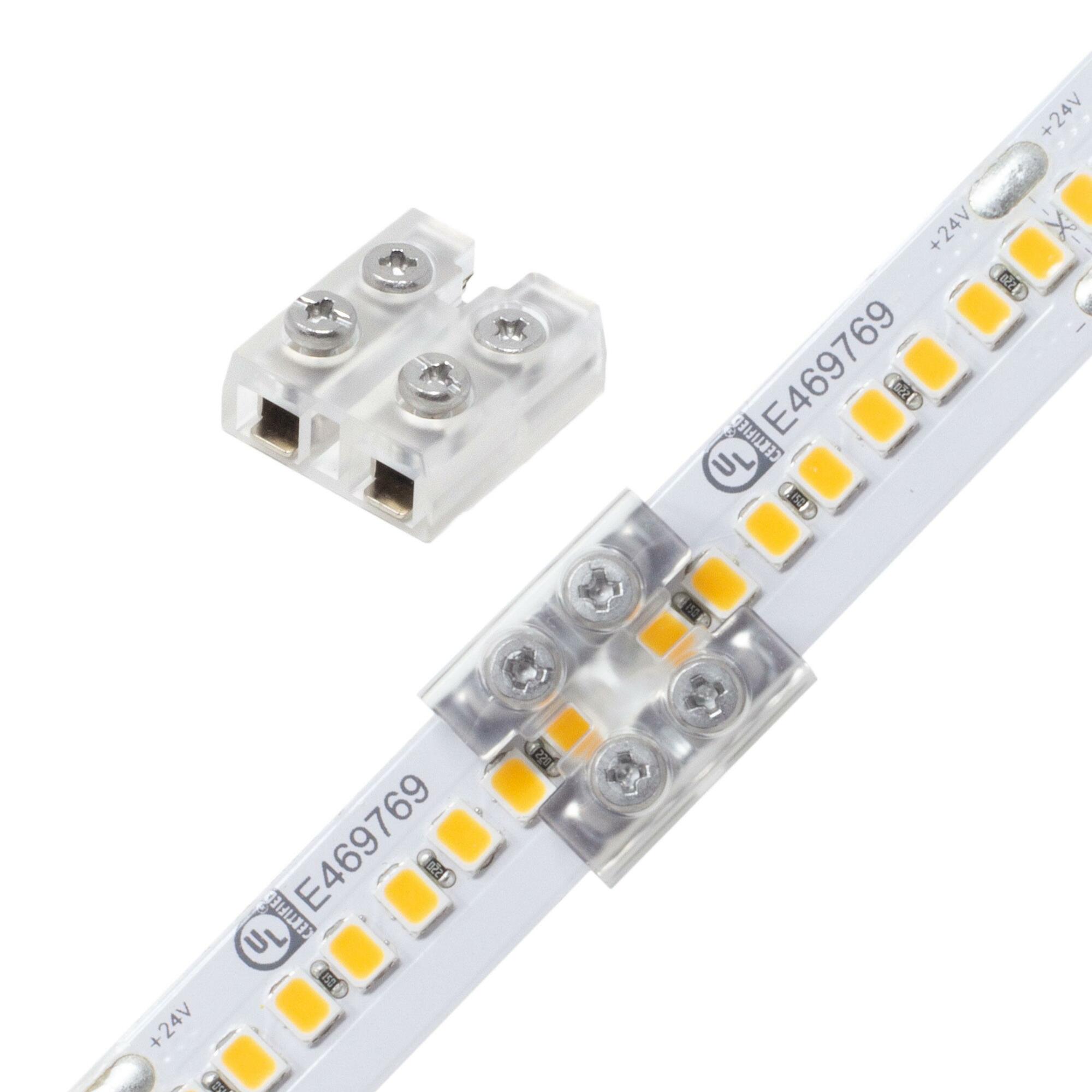Tape Light Terminal Block Connector, Screw Down, 8mm, Tape-To-Wire - Pack of 25, Bulk