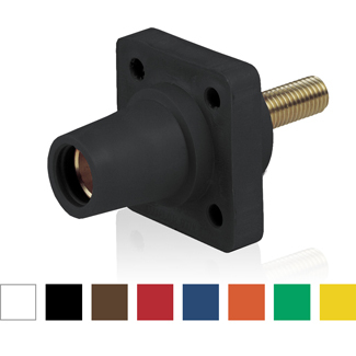16 Series Female Panel Receptacle, Cam-Type, 90-Degree, Threaded Stud Length - 3/4", Taper Nose, 400 Amp, Cable Range - #2 to 4/0 AWG-Blue