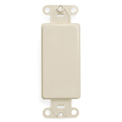 Decora plastic adapter plate, Blank - No hole, with-ears, and two mounting screws. Light Almond