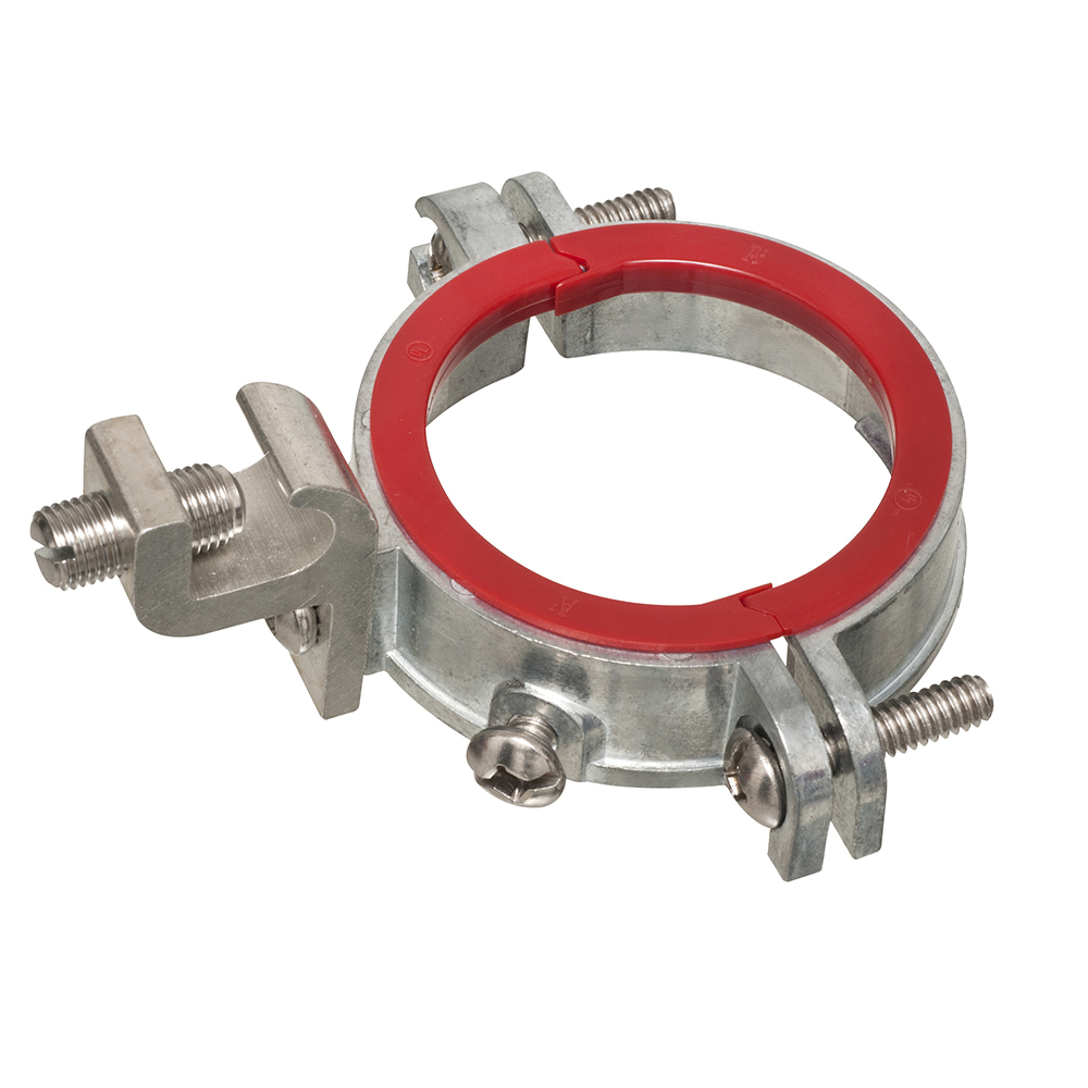 Zinc diecast split grounding bushing with a trade size of 4 inch. Easy installation on threaded or unthreaded Rigid/IMC.