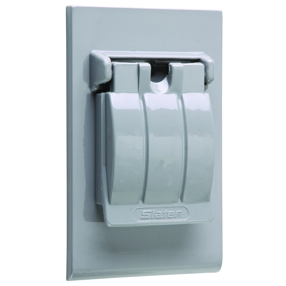Weatherproof Cover Single Receptacle, Vertical Single CoverThree PositionFlip-Lid, Gray