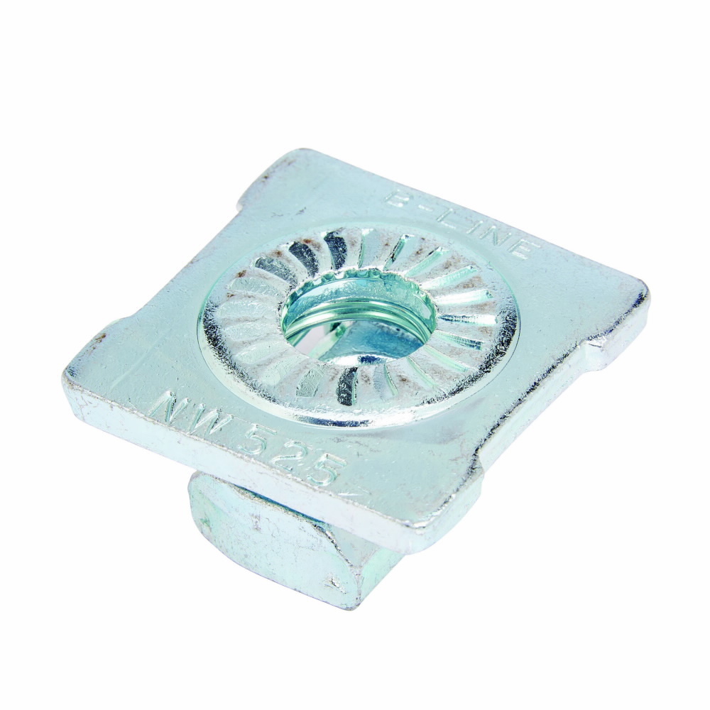 Eaton B-Line series combo nut washer, 0.5640"Hx1.5750"Lx1.5750"W, Steel, Electro-plated, 3/8?-16 bolt size, 450 lbs load, 330 lbs load