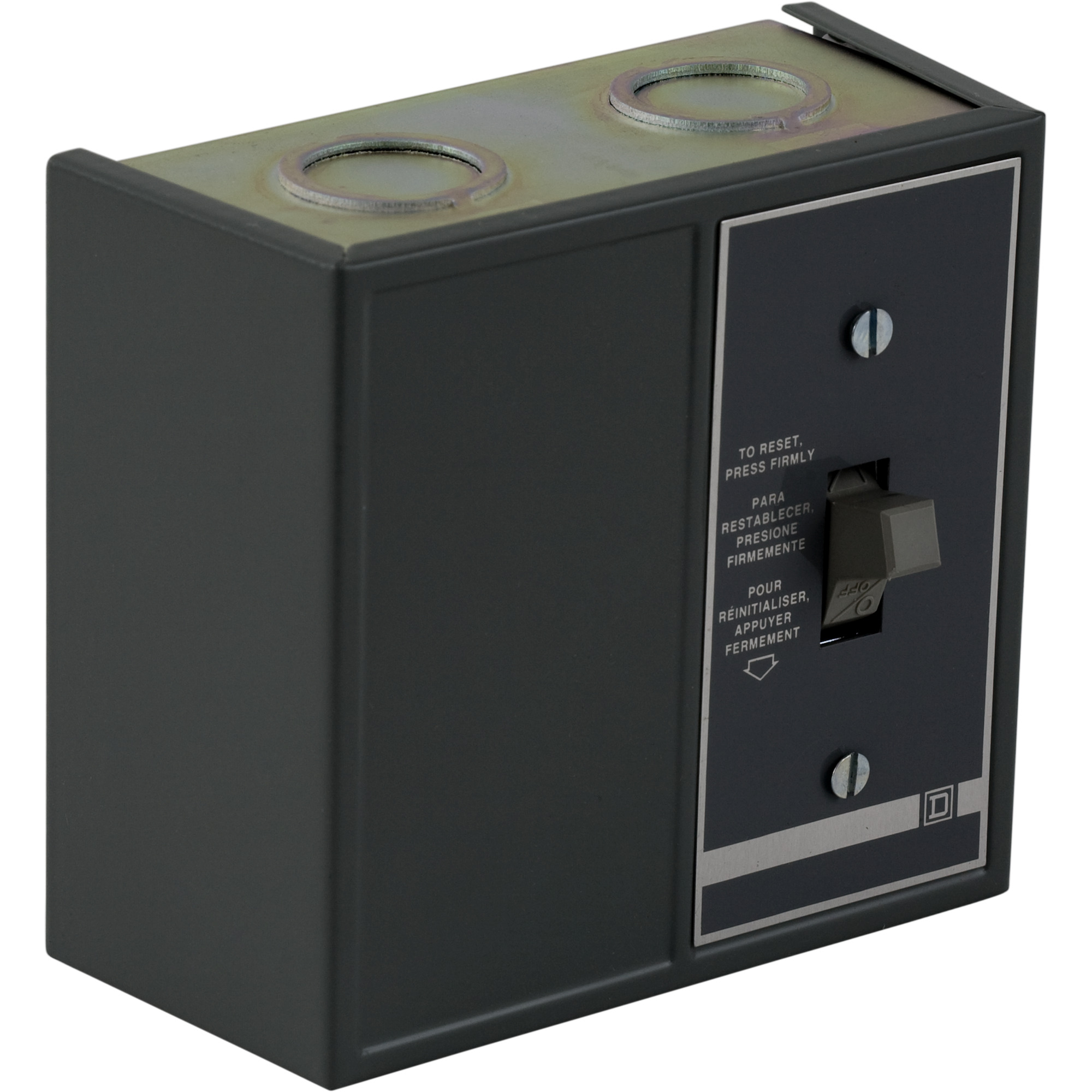 Duplex manual starter, Type F, 277VAC, 16A, 2 pole, plastic duplex enclosure, toggle switch, red indicator, single starter