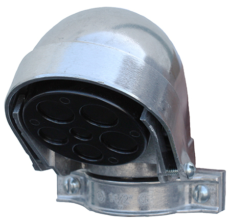 Entrance Cap, 1-1/4 in. Size, Die Cast Copper Free Aluminum material, Clamp On mounting
