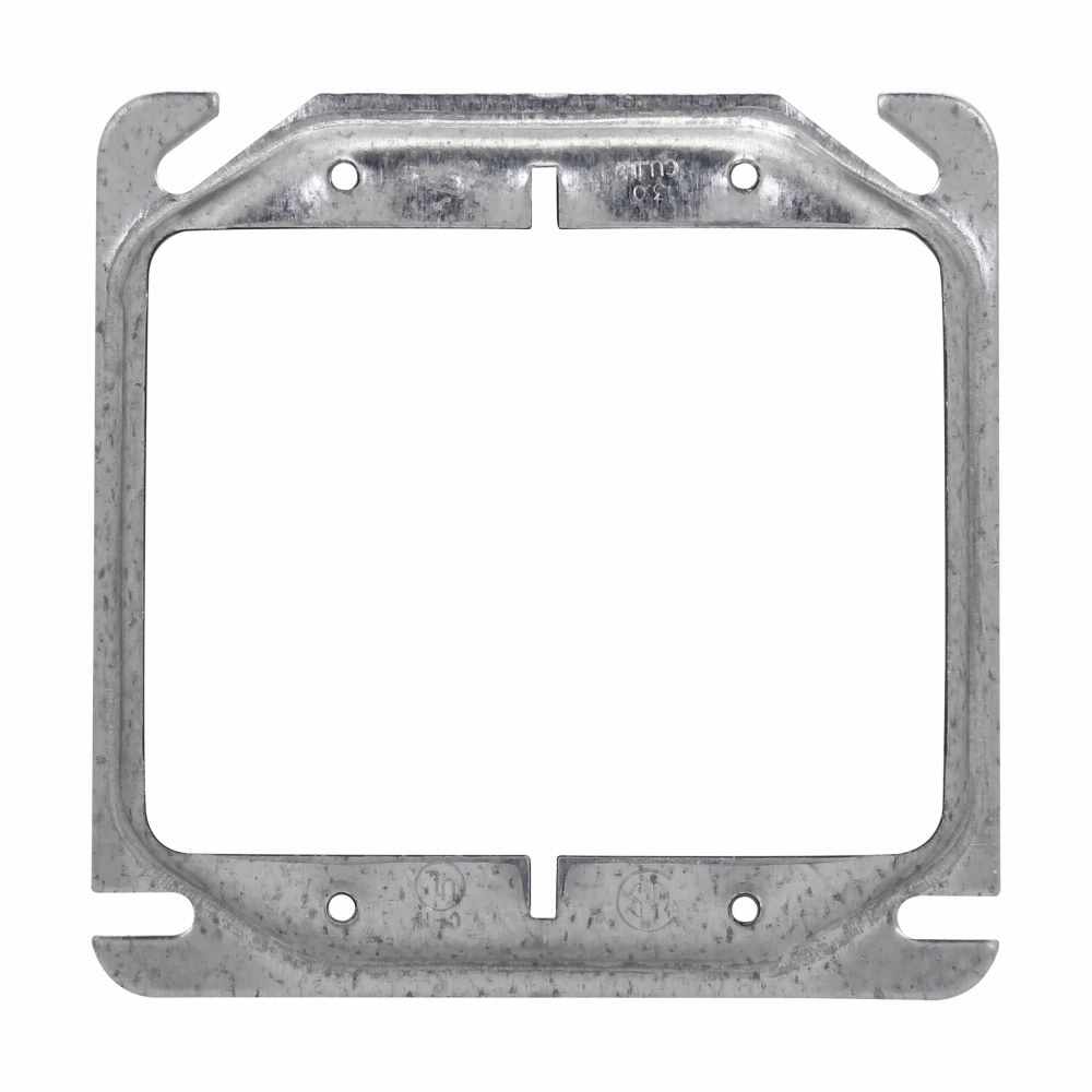 Eaton Crouse-Hinds series Square Mud Ring, 4", Steel, 3/4" raised, 9.0 cubic inch capacity