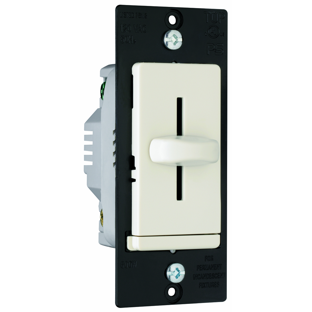Incandescent Slide Dimmer, Non-Preset 600W, Light Almond