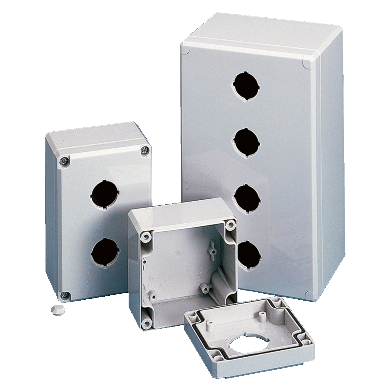 QLine D Pushbutton Enclosure Type 4X, 2PBx22.5mm, Light Gray, Polycarbonate