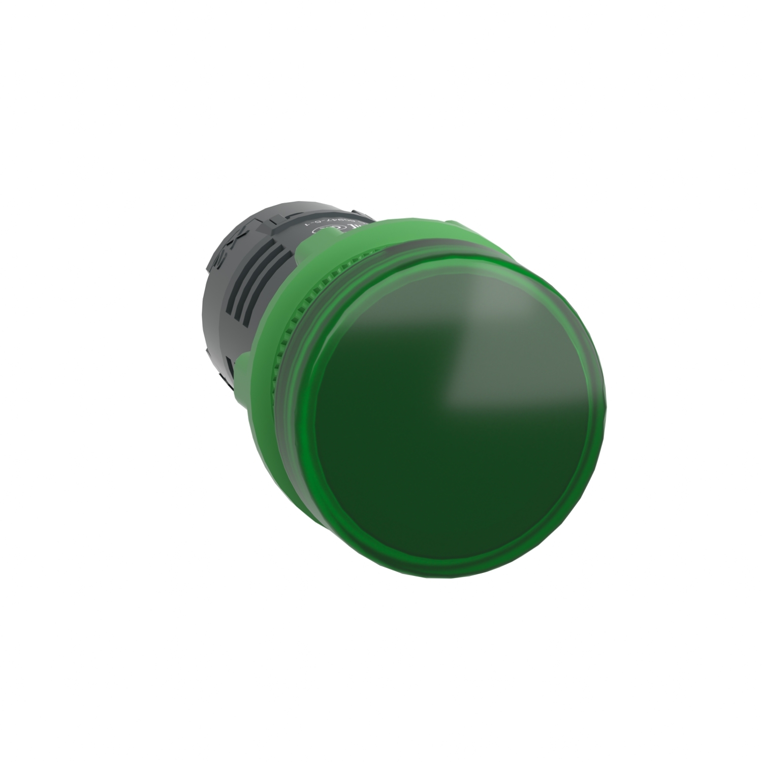 Monolithic pilot light, Harmony XB5, grey plastic, green, 22mm, universal LED, plain lens, 110...120V AC