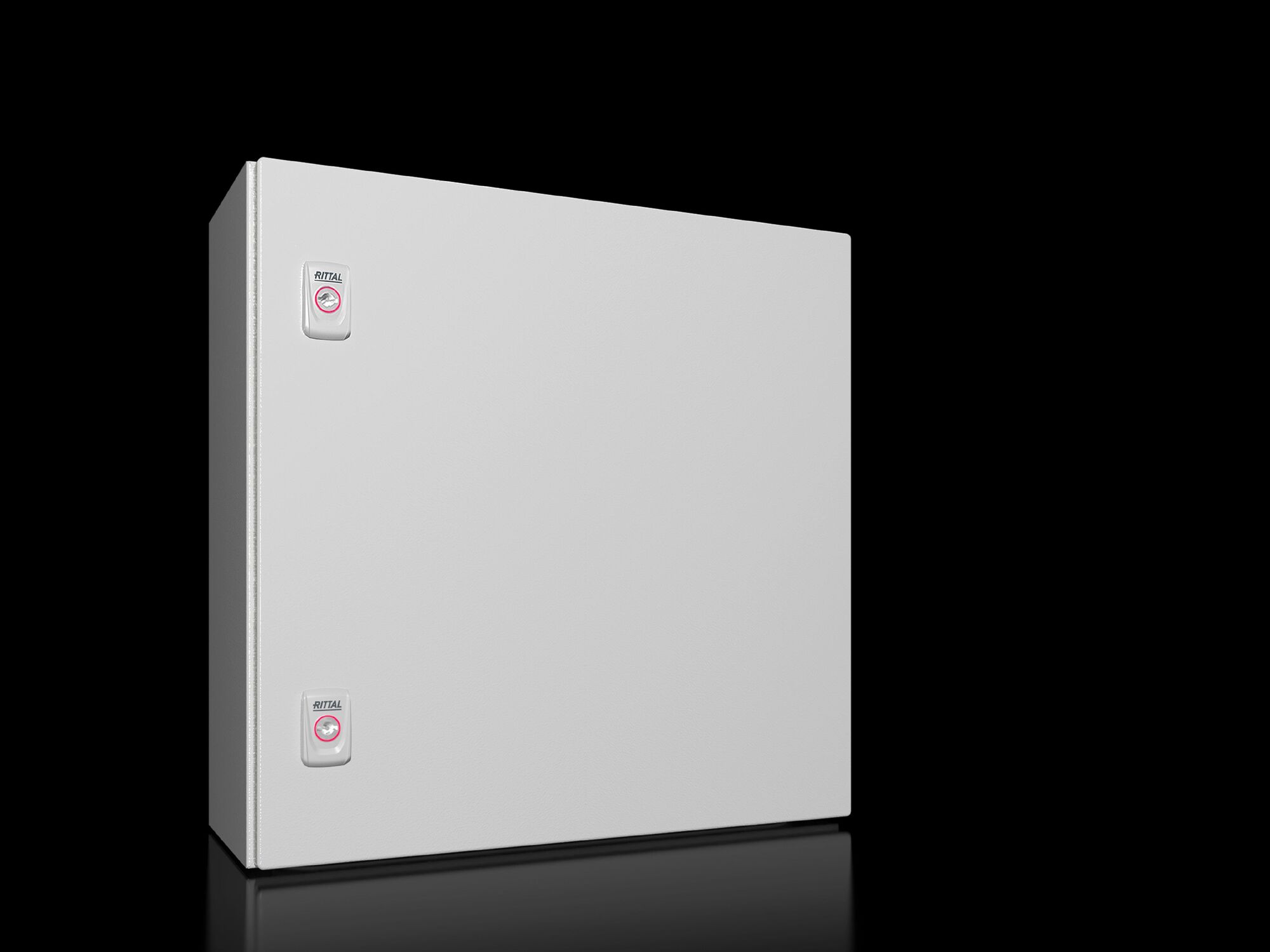 AX Compact enclosure, WHD: 500x500x210 mm, carbon steel, with mounting plate, single-door, with two cam locks
