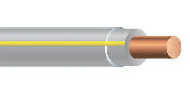 THHN Wire, 12 AWG, Gray/Yellow, Solid, Copper Conductor, 500 Foot Reel