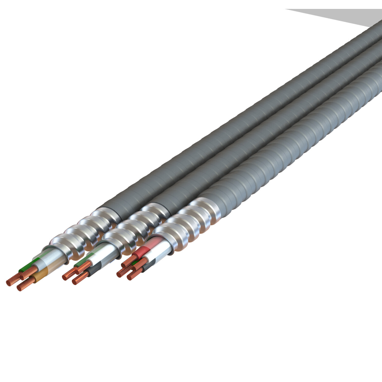 12-2 BK WE GN Parking Deck/Lot Cable, Gray Interlocked Galvanized Steel Armor w/ Overall PVC Jacket , 250' Coil, Type MC