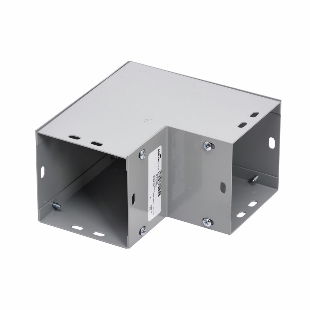 Eaton B-Line series wireway elbow fitting, Lay-in, 90? elbow, 8" X 8" combo opening, NEMA 1, Steel, ANSI 61 gray painted, 8" X 8"