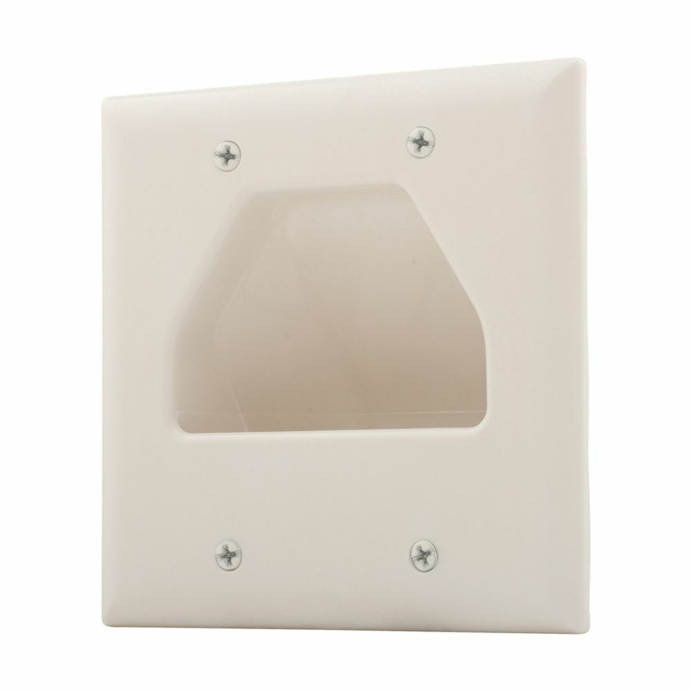 Eaton Telephone and coaxial wallplate, White, Multimedia Cutout, Thermoset, Two- gang, Horizontal, vertical, Mid-size