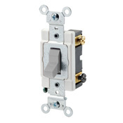 20 Amp, 120/277 Volt, Toggle Double-Pole AC Quiet Switch, Commercial Grade, Grounding, Gray