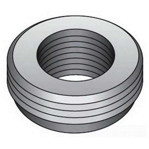 OZ-Gedney Type RB Reducing Bushing, Size: 3 X 2-1/2 IN, Malleable Iron, Flush Mounting, Finish: Zinc Electroplated, Connection: Tapered NPT Thread, 1-1/4 IN Body Length, Third Party Certification: UL File Number E-34997, Class I, Division 1, 2, Gro